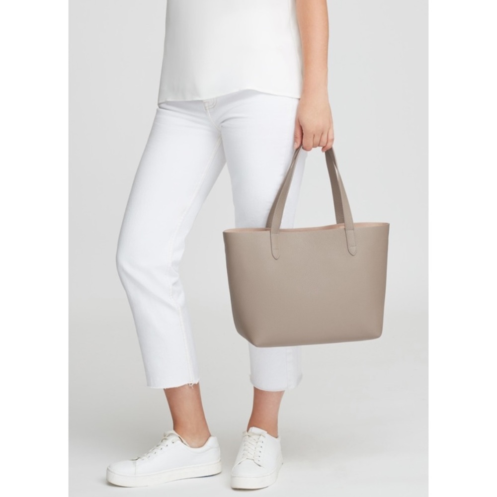 Cuyana Small Zip Leather Tote - Stone